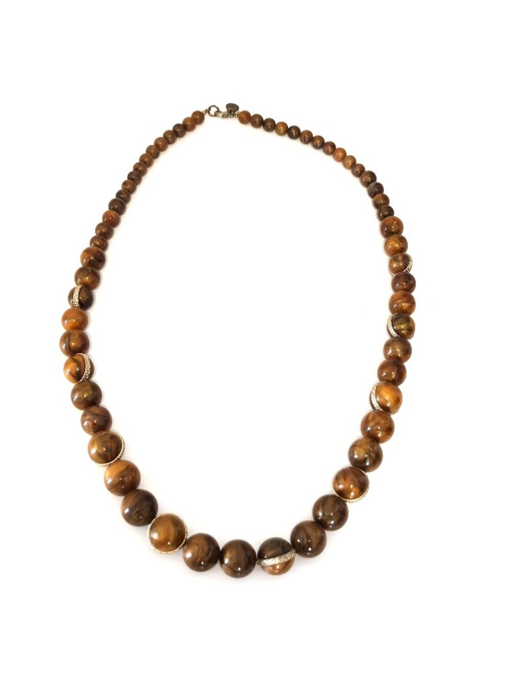 Baskin Brothers Vintage Brown Lucite Beaded 34" Long Statement Necklace